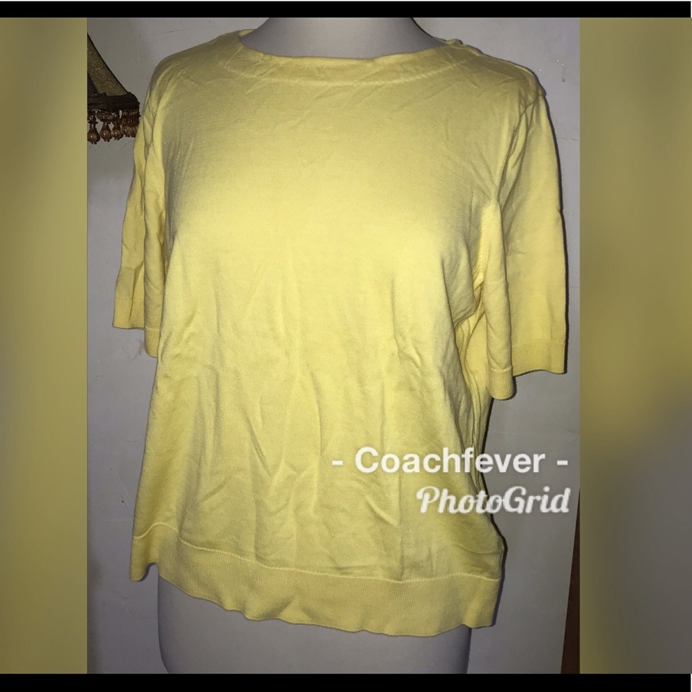 TALBOTS PETITES SS Yellow Knit Sweater Top XLP